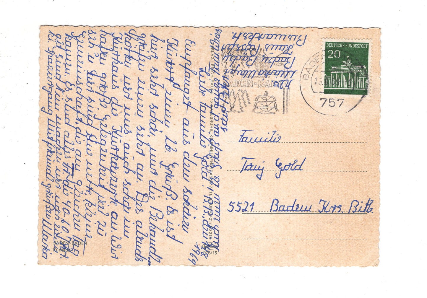 Ansichtskarte Baden-Baden / Kurhaus / J1-57