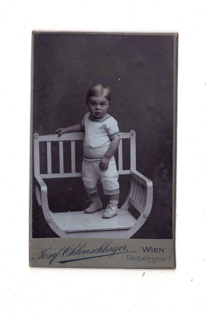 Fotografie Niedlicher kleiner Junge / coloriert - Wien 1900er / CDV M1-16