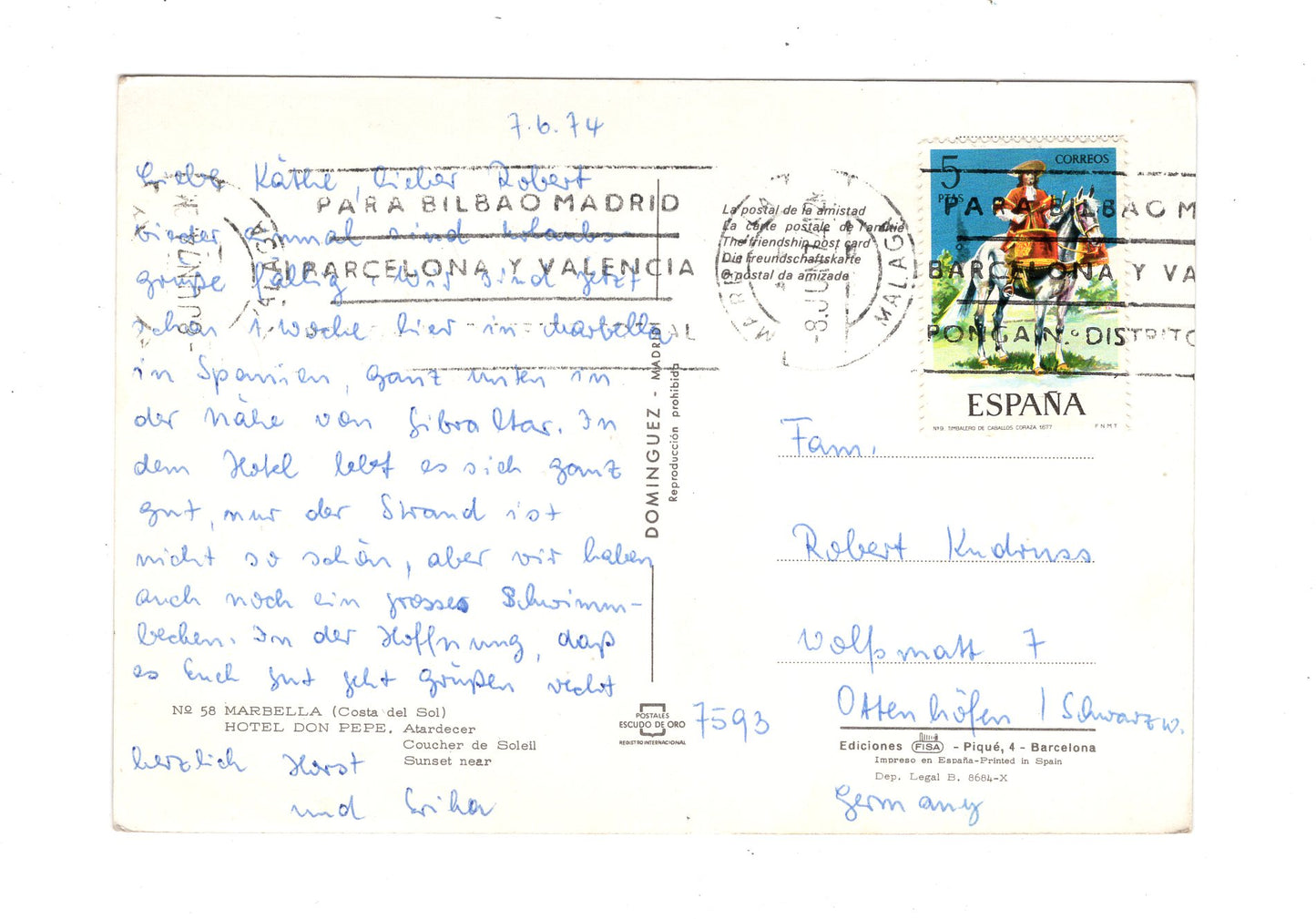 Ansichtskarte Marbella / Costa del Sol / Hotel Don Pepe / Spanien