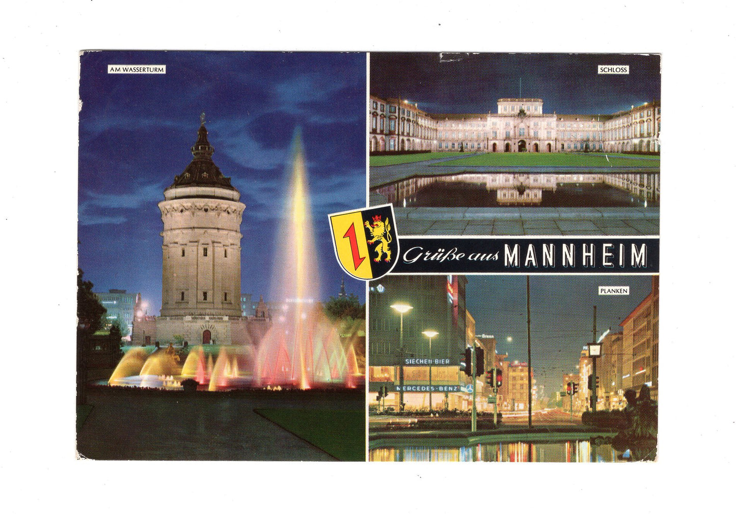 Ansichtskarte Mannheim / Am Wasserturm / Schloss / Planken