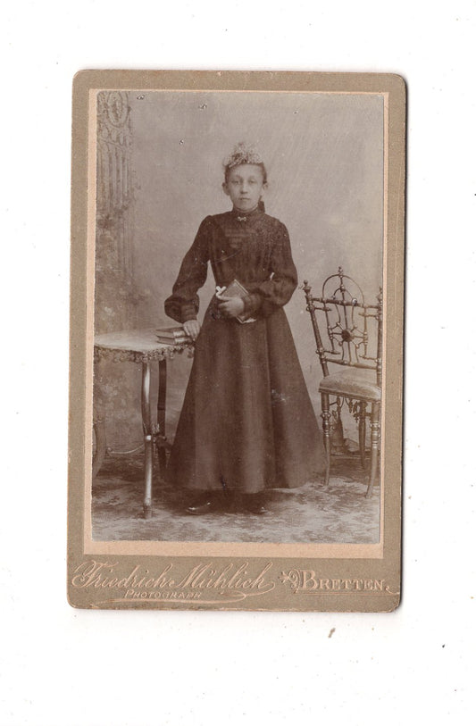 Fotografie Feines junges Mädchen - Bretten 1900er / CDV M1-36