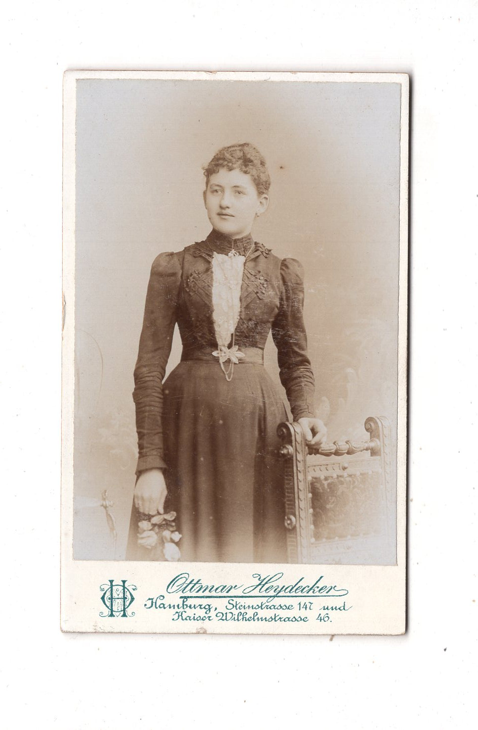 Fotografie Feine Dame mit Widmung - Hamburg 1890er / CDV L1-34