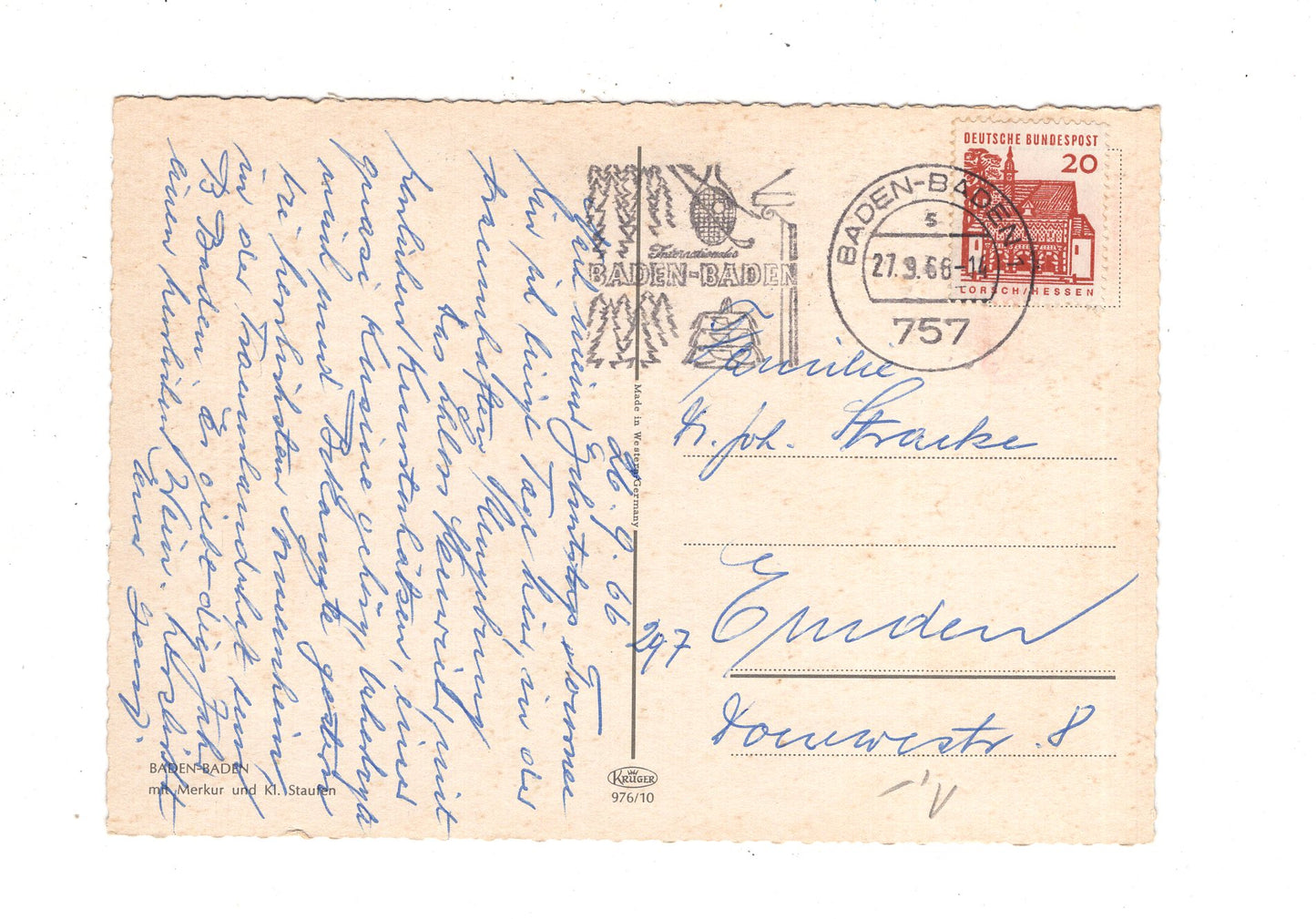 Ansichtskarte Baden-Baden mit Merkur und Kl. Staufen / J1-57