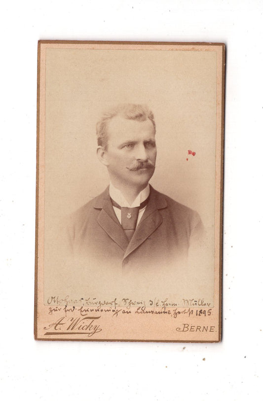 Fotografie Herrenportrait mit Widmung - Berne Bern 1895