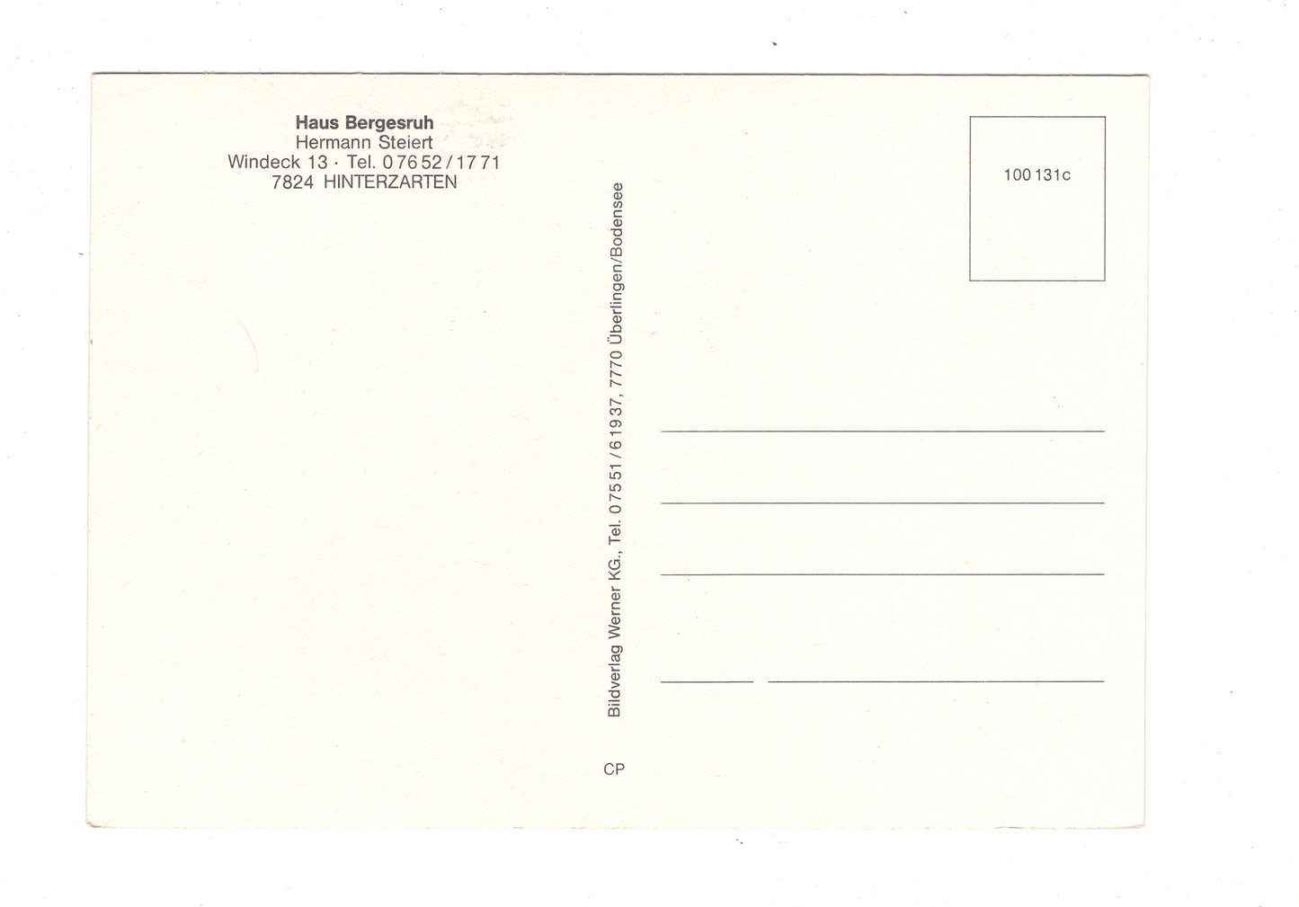 Ansichtskarte Haus Bergesruh / Hinterzarten im Schwarzwald / G1-66