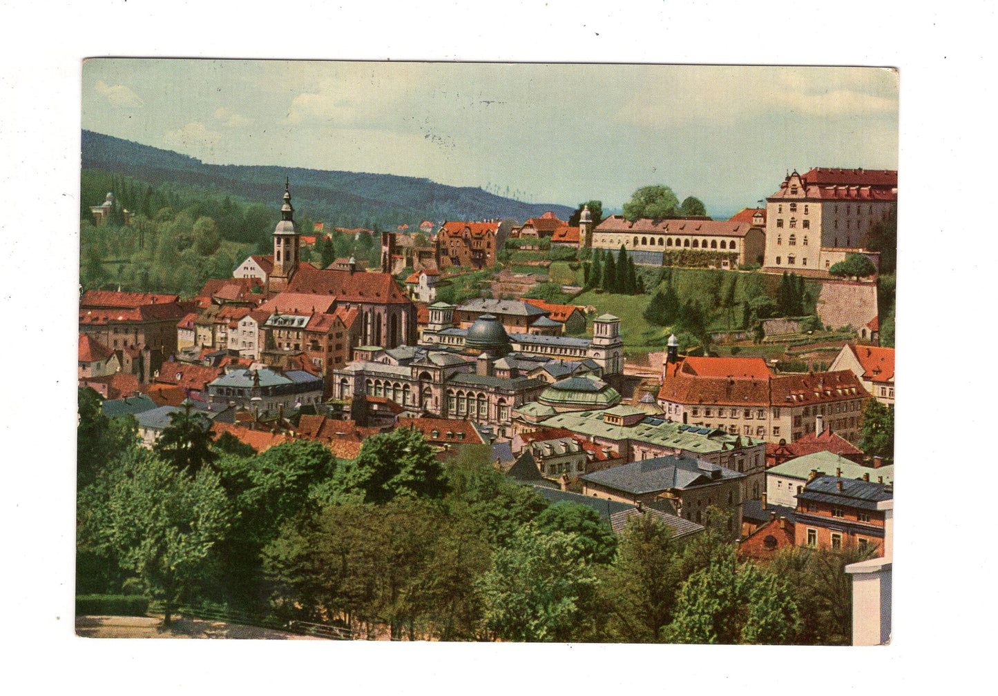 Ansichtskarte Baden-Baden mit Stiftskirche und Neuem Schloss / J1-57