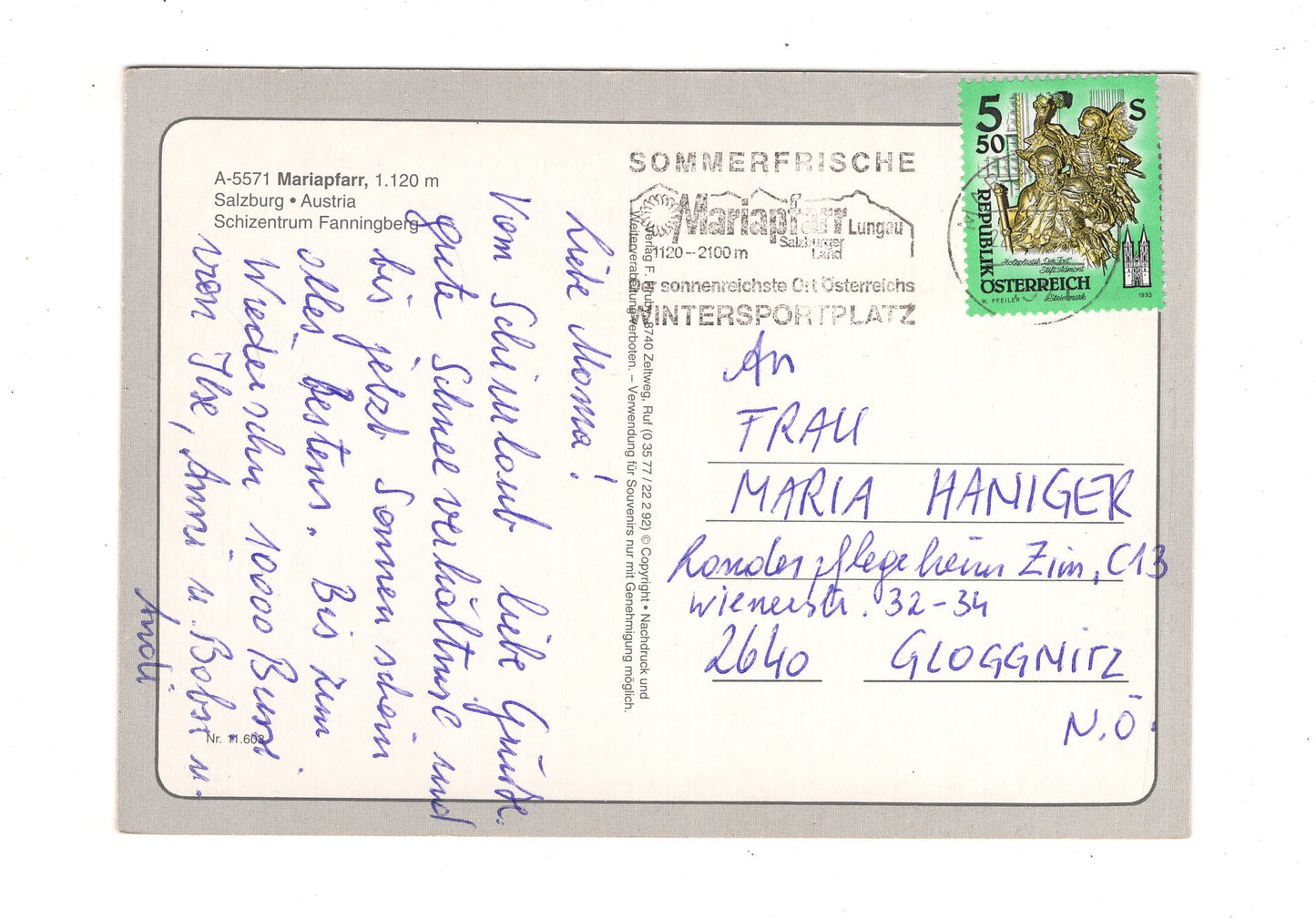 Ansichtskarte Mariapfarr-Fanningberg / Salzburg / Österreich