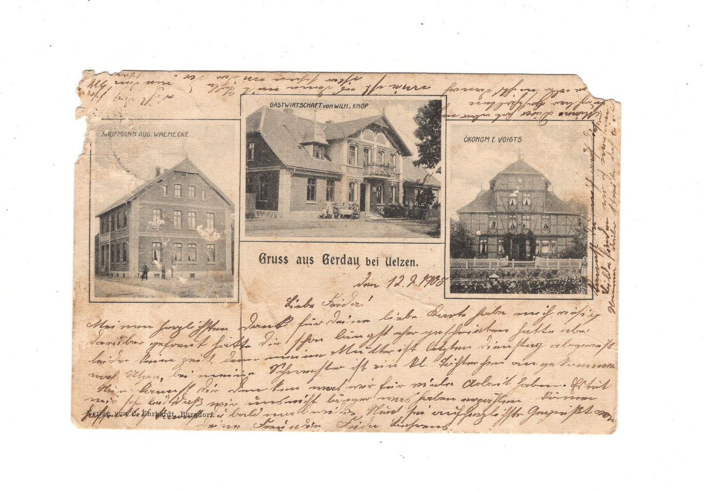Ansichtskarte Gerdau bei Uelzen / Gastwirtschaft von Wilhelm Knop +++