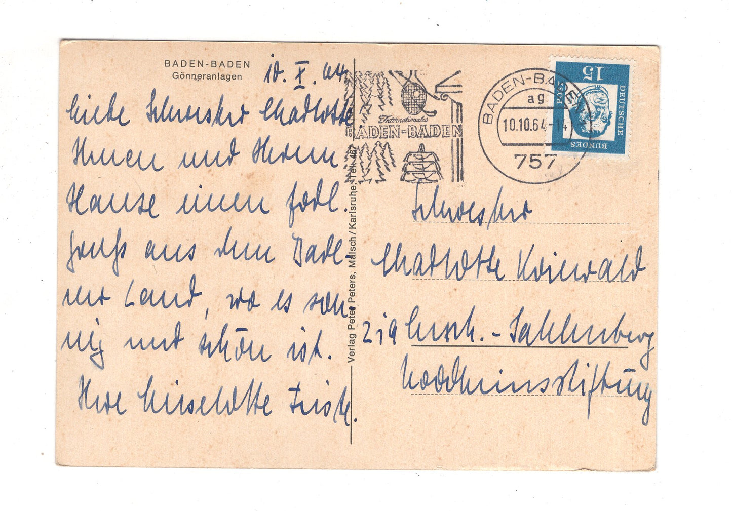 Ansichtskarte Baden-Baden / Gönneranlagen / J1-57