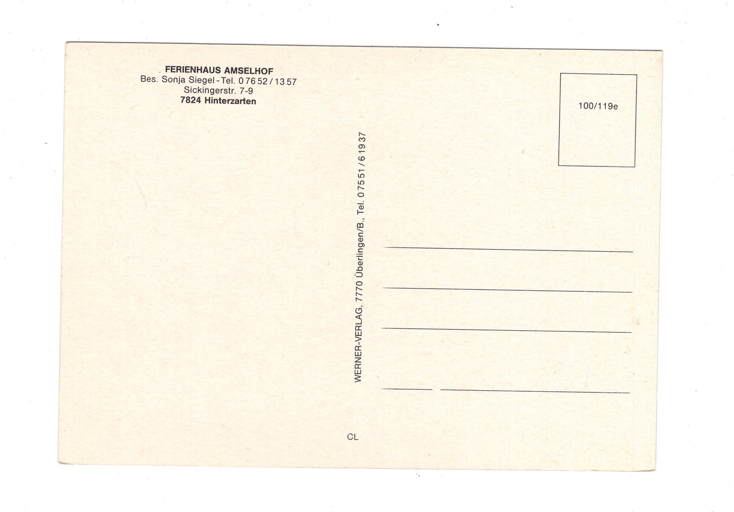 Ansichtskarte Ferienhaus Amselhof / Hinterzarten im Schwarzwald / G1-67