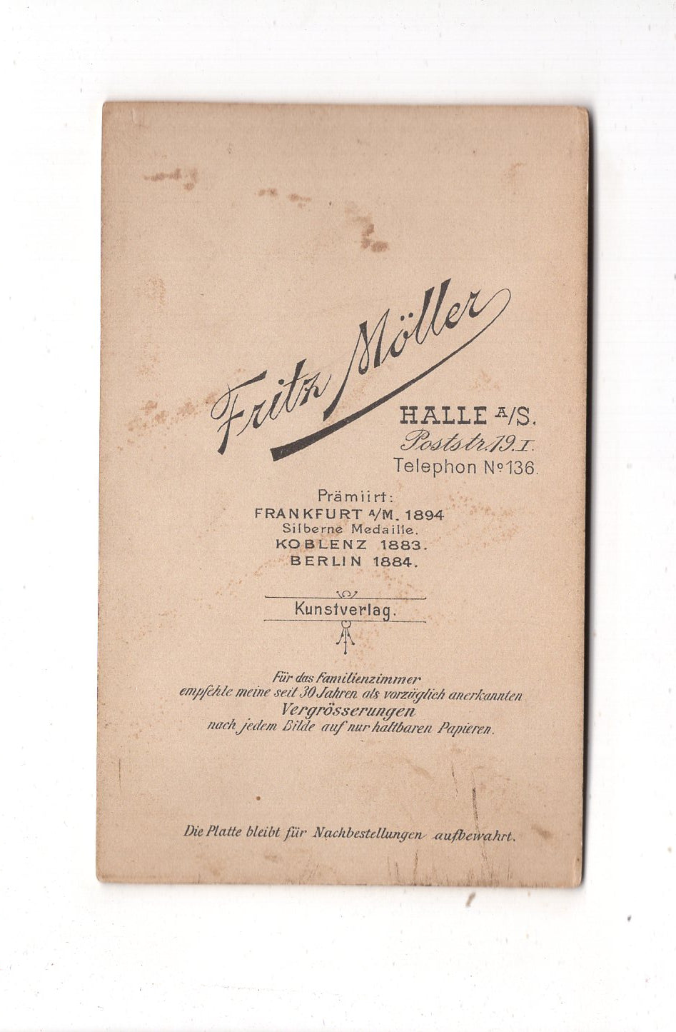 Fotografie Niedlicher kleiner Junge - Halle an der Saale 1890er / CDV M1-16