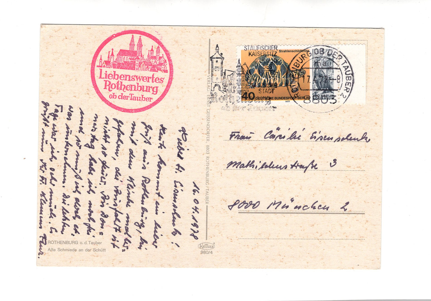 Ansichtskarte Rothenburg ob der Tauber / Alte Schmiede an der Schütt