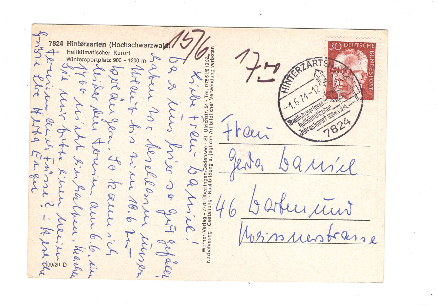 Ansichtskarte Hinterzarten im Hochschwarzwald / G1-67