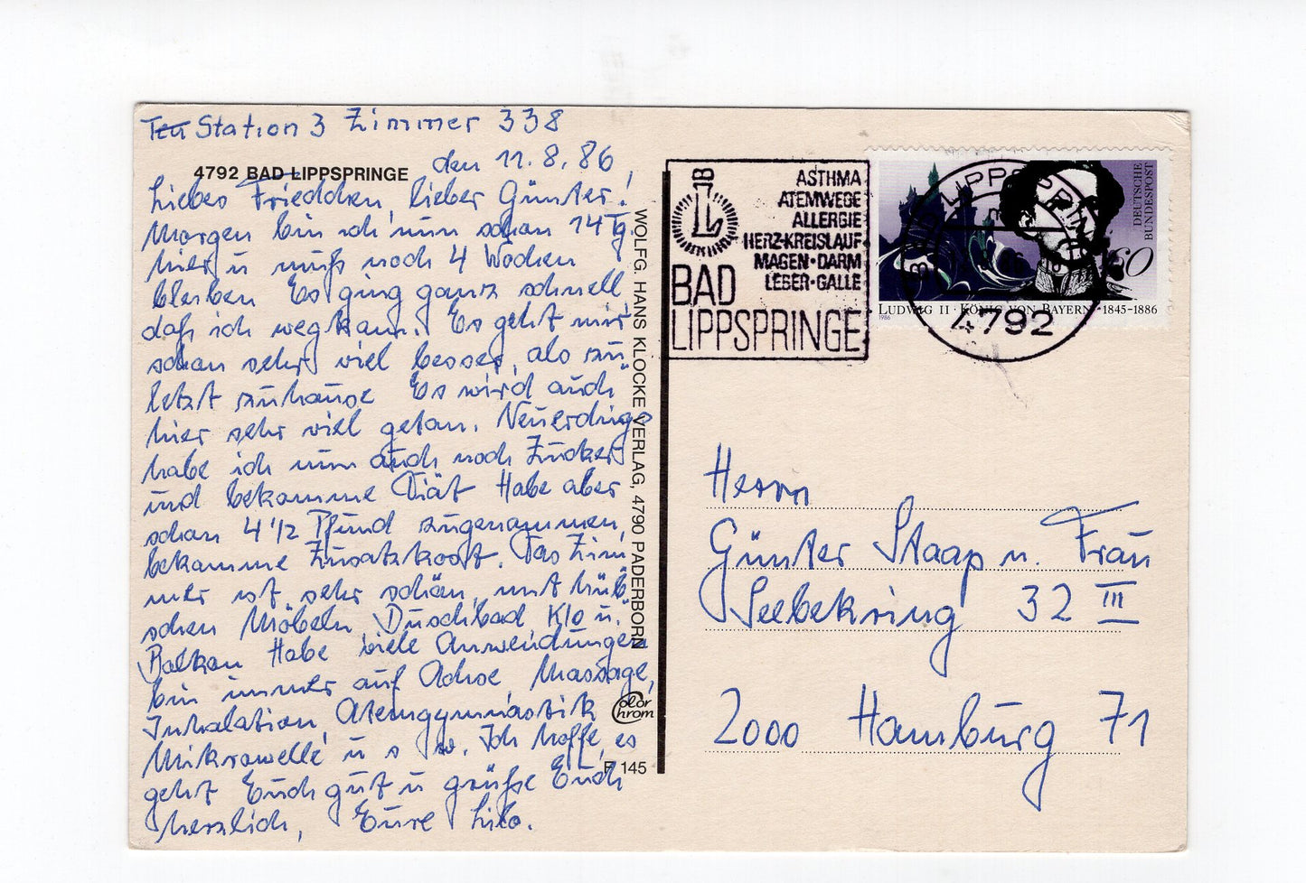 Ansichtskarte Bad Lippspringe / Teutoburger-Wald-Klinik