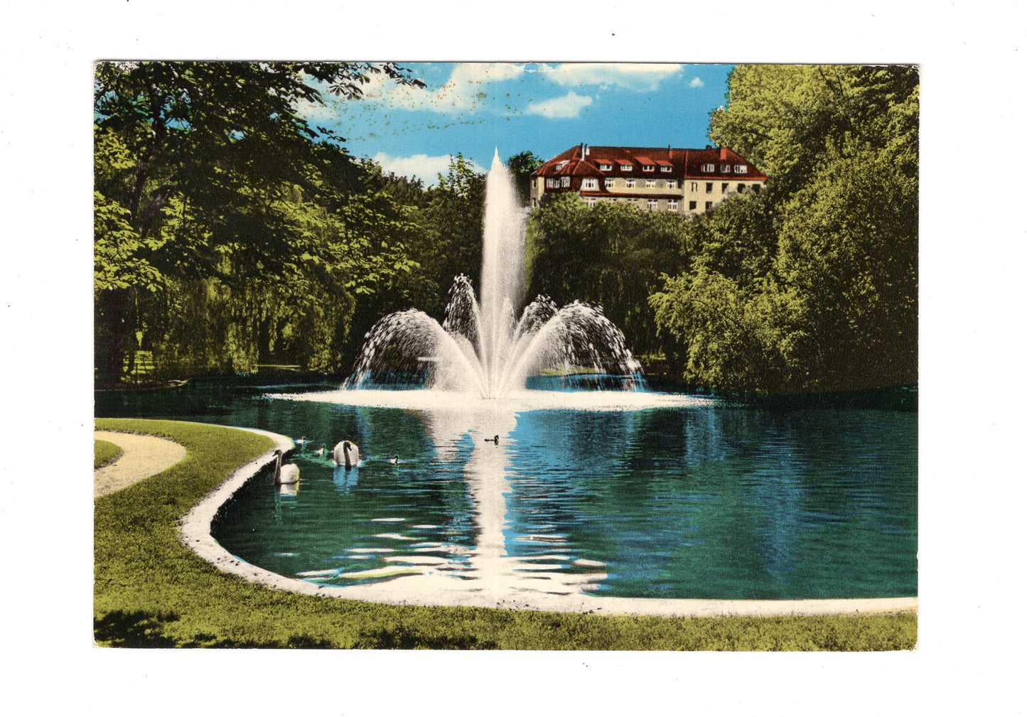 Ansichtskarte Bad Hersfeld / Kurparkteich mit Blick auf Wigbertshöhe