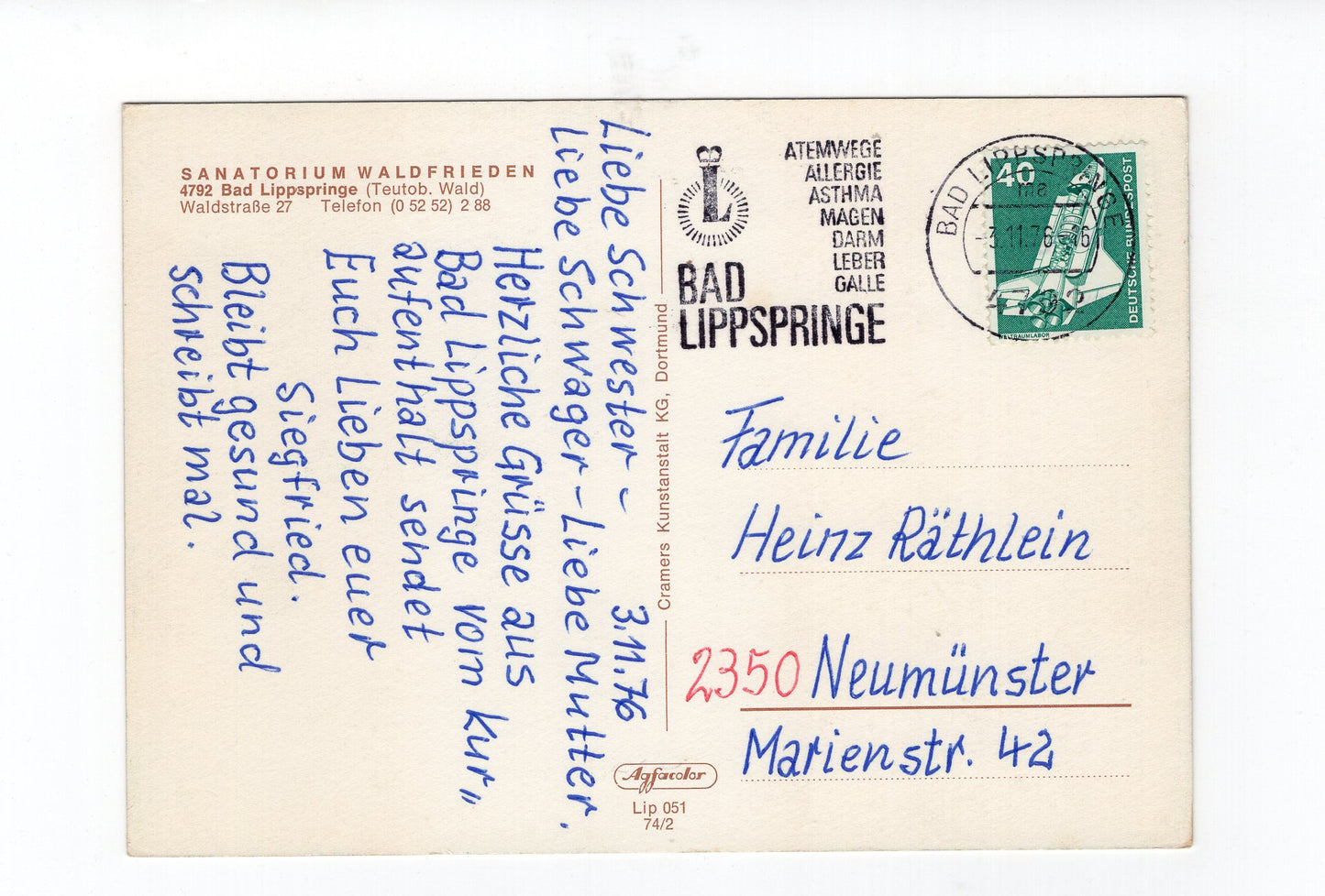 Ansichtskarte Bad Lippspringe / Sanatorium Waldfrieden