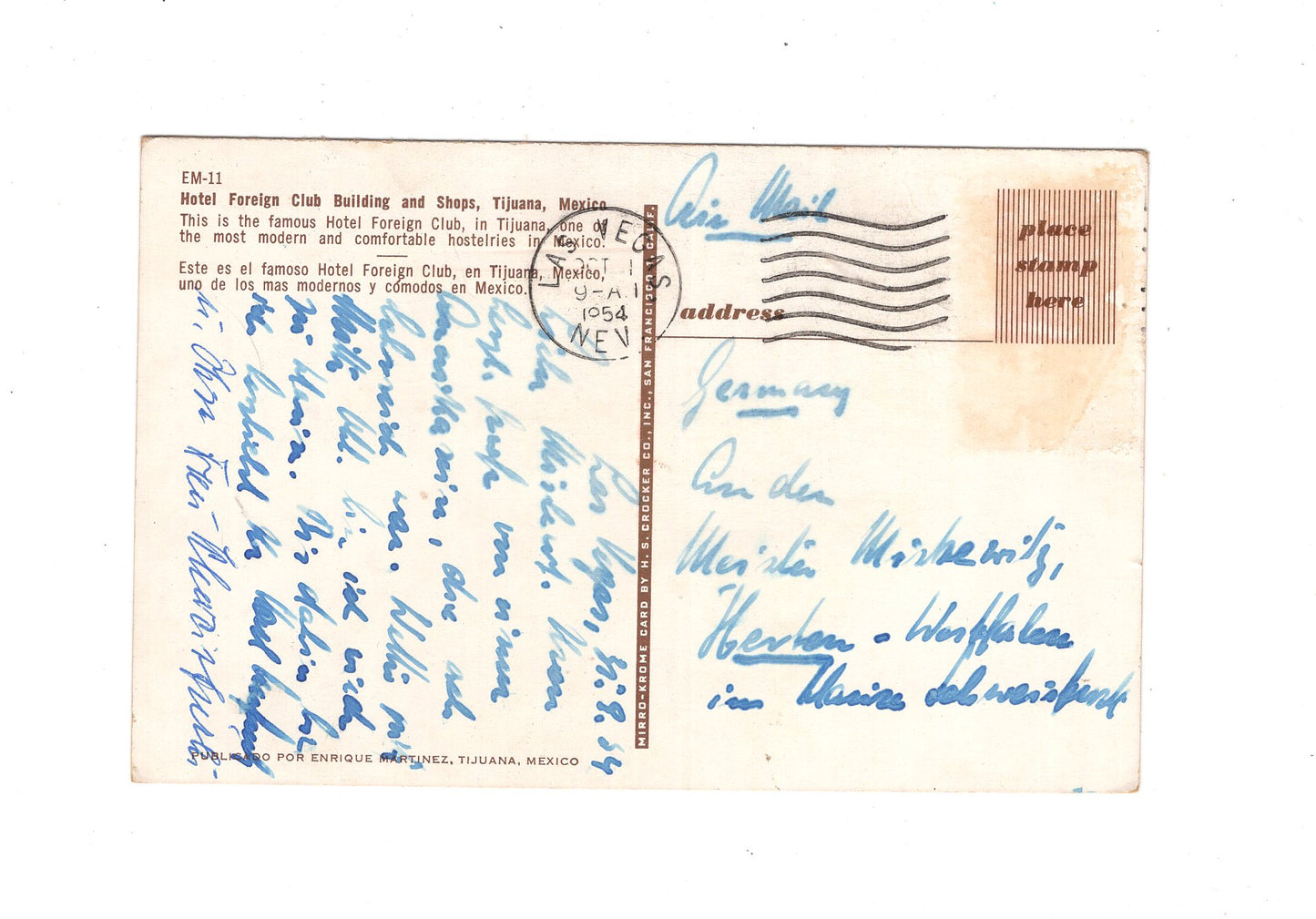 Ansichtskarte Tijuana / Hotel Foreign Club an Shops / Mexiko