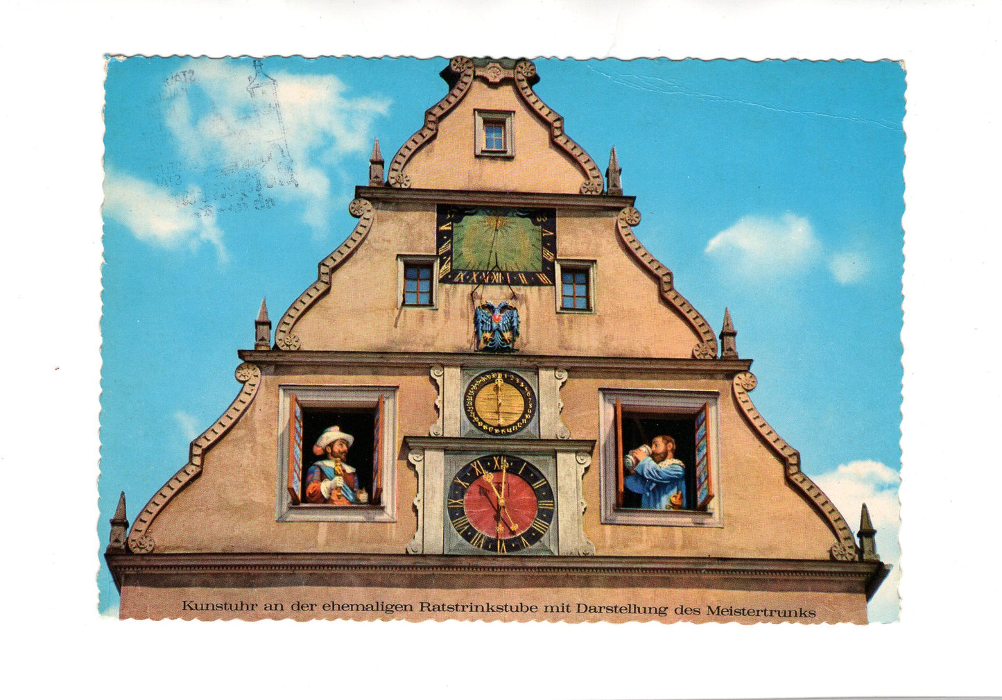 Ansichtskarte Rothenburg ob der Tauber / Kunstuhr am Marktplatz