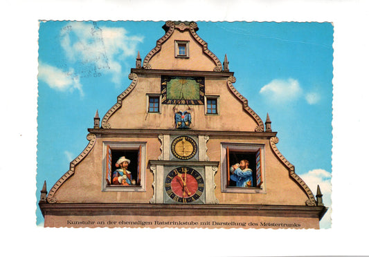 Ansichtskarte Rothenburg ob der Tauber / Kunstuhr am Marktplatz