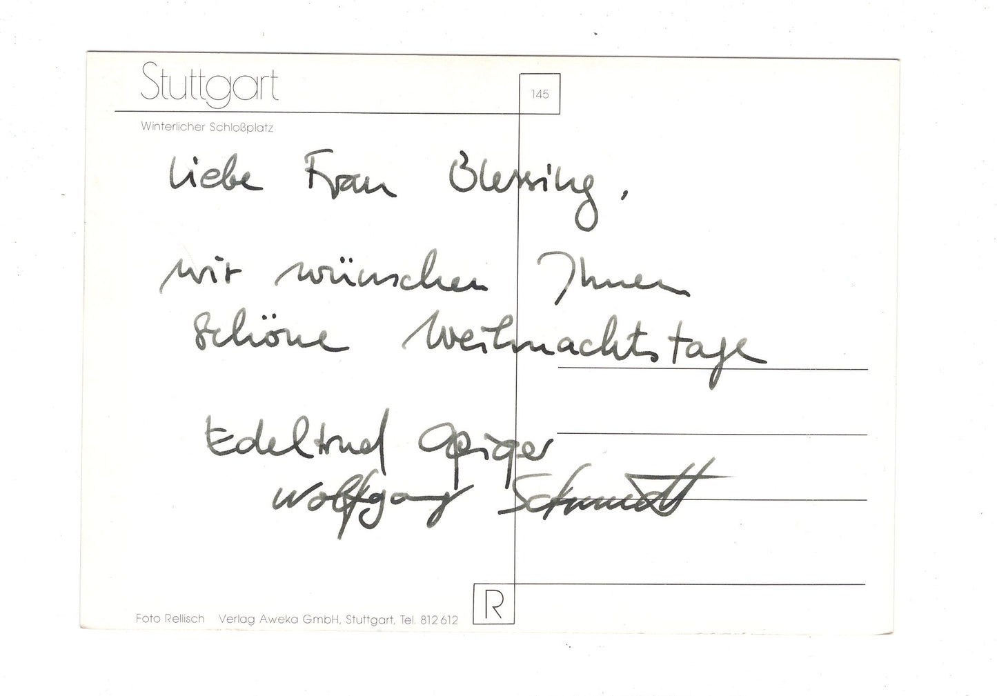 Ansichtskarte Stuttgart / Winterlicher Schlossplatz / I1-62