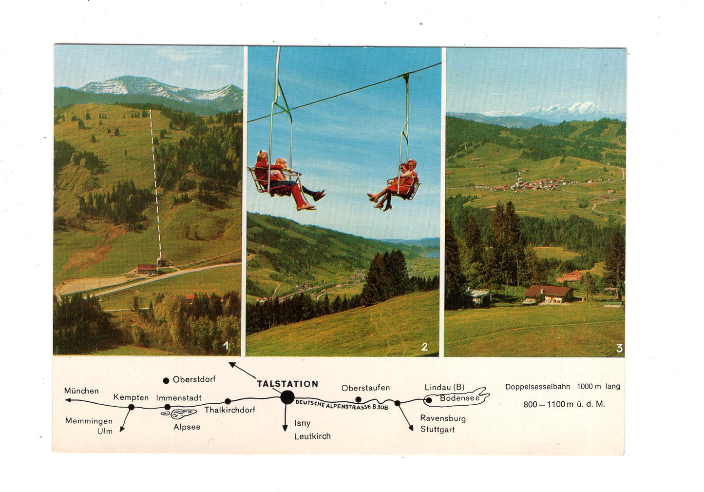 Ansichtskarte Hündlealp-Sesselbahn / Oberstaufen im Allgäu / M1-55