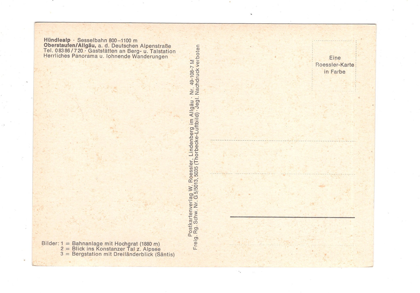 Ansichtskarte Hündlealp-Sesselbahn / Oberstaufen im Allgäu / M1-55