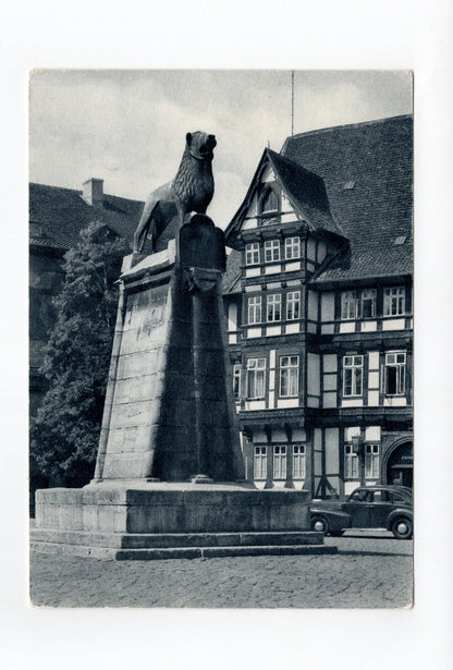 Ansichtskarte Braunschweig / Gildehaus und Braunschweiger Löwe