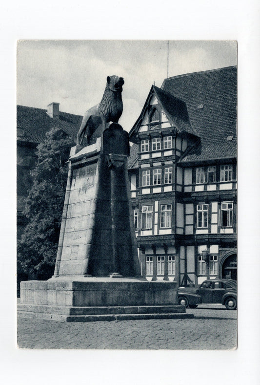 Ansichtskarte Braunschweig / Gildehaus und Braunschweiger Löwe