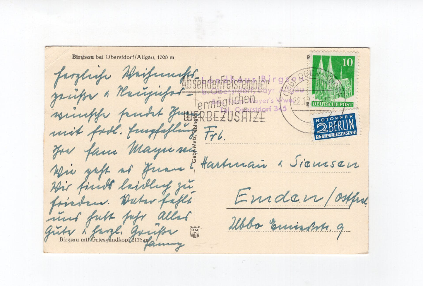 Ansichtskarte Birgsau bei Oberstdorf im Allgäu