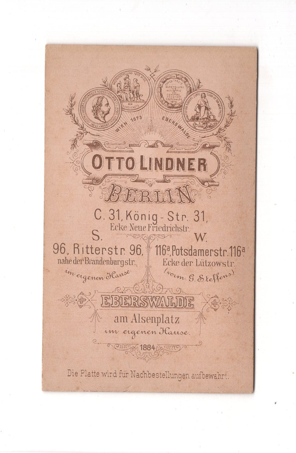 Fotografie Damenportrait - Berlin / Eberswalde 1884 / CDV C1-13