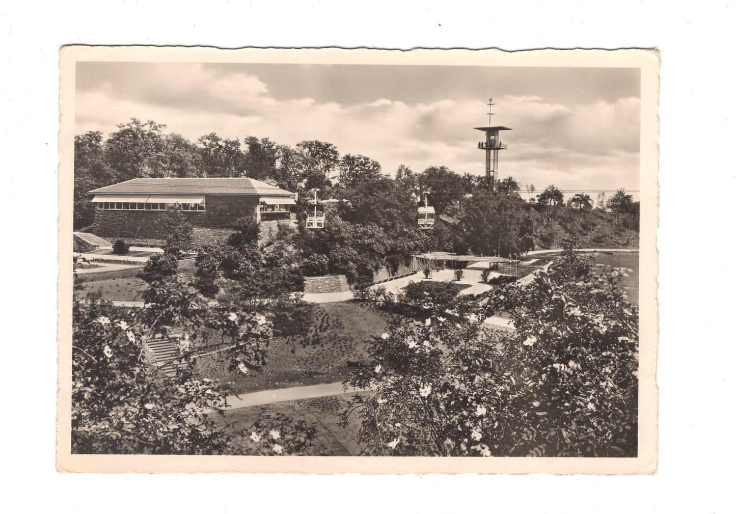 Ansichtskarte Deutsche Gartenschau Stuttgart 1950 / Partie am Höhencafé / I1-62