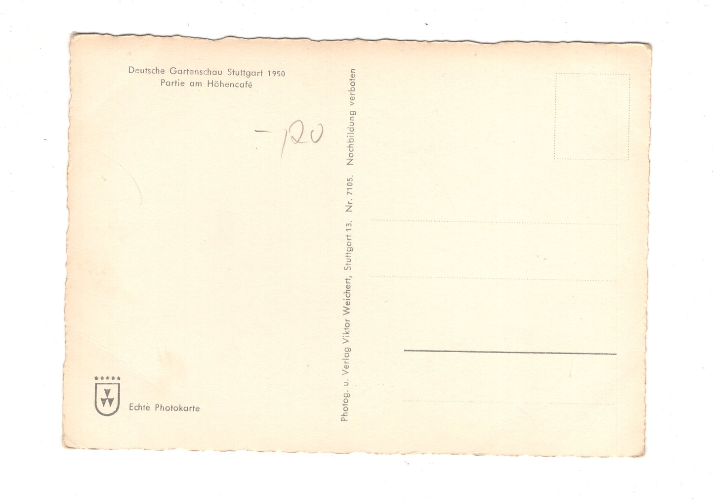 Ansichtskarte Deutsche Gartenschau Stuttgart 1950 / Partie am Höhencafé / I1-62