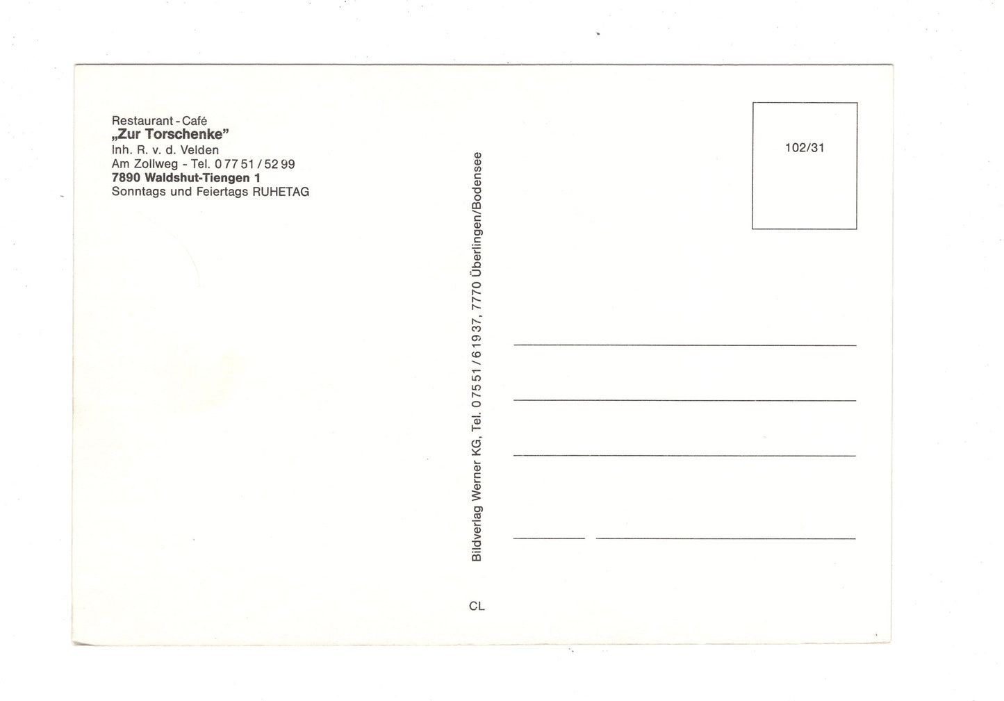 Ansichtskarte Restaurant Café Zur Torfschänke / Waldshut-Tiengen 1 / H1-63