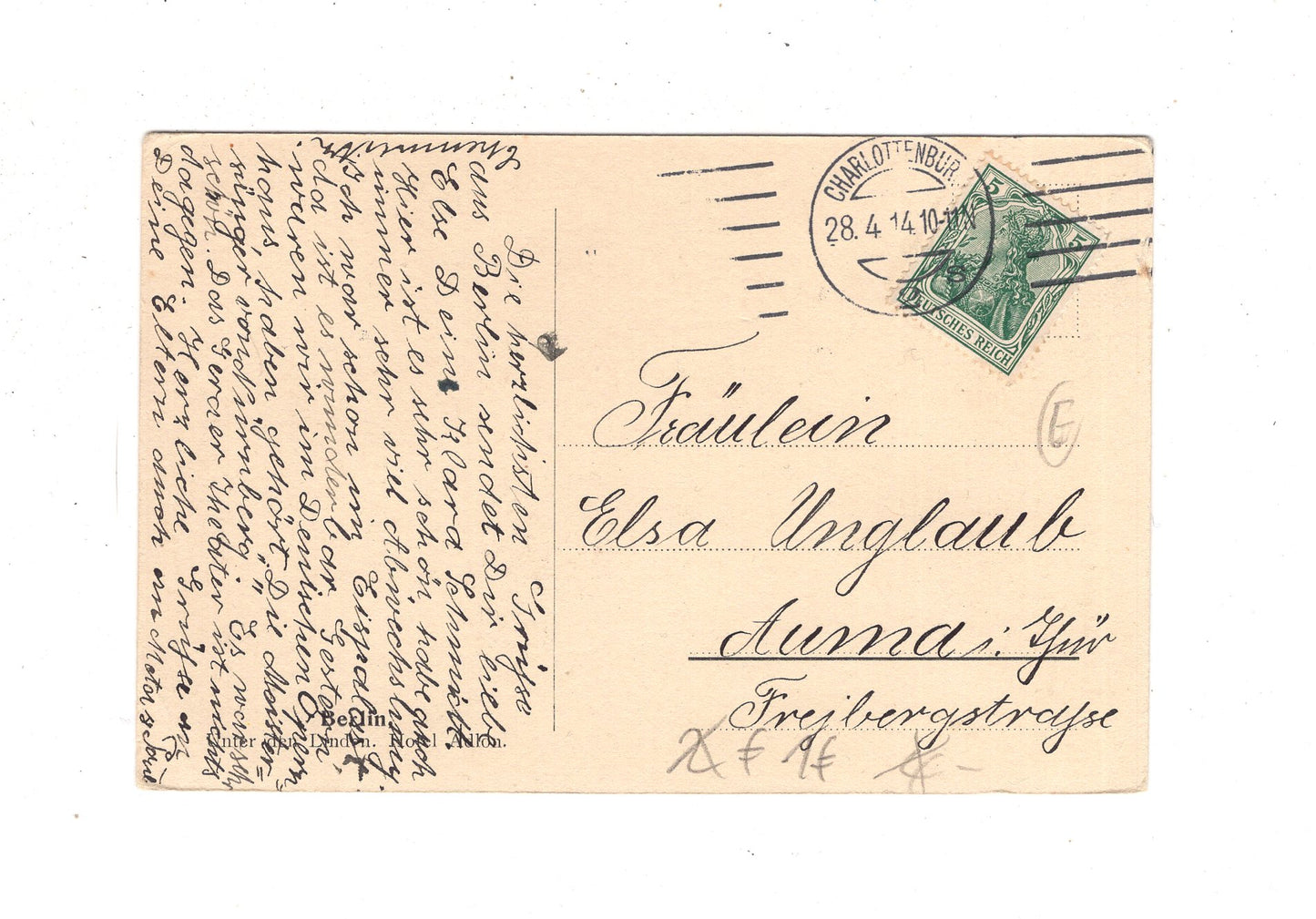 Ansichtskarte Berlin / Unter den Linden / Hotel Adlon - 1914 / K1-50