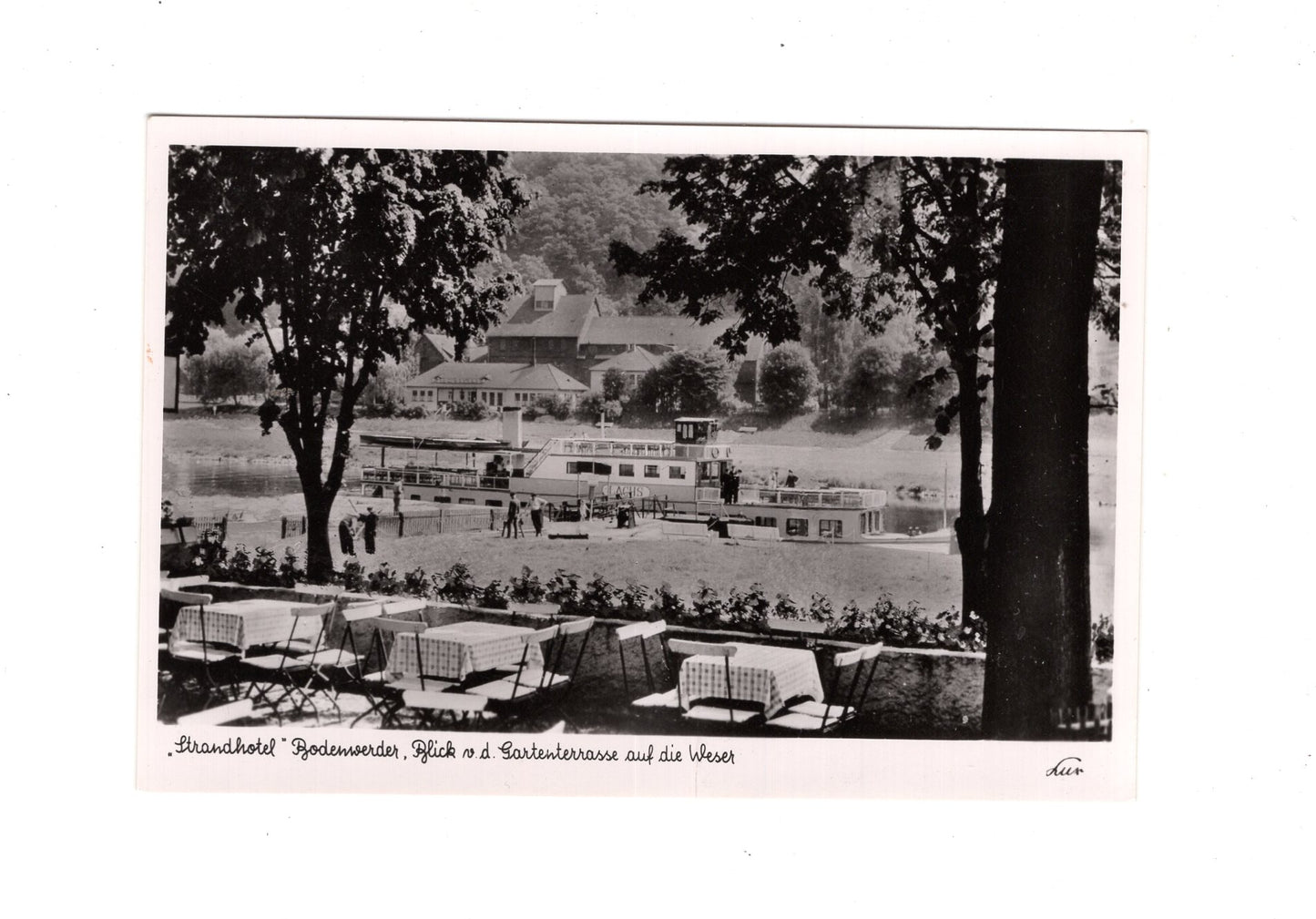 Ansichtskarte Strandhotel "Zur Weser" Bodenwerder / Blick von der Gartenterrasse