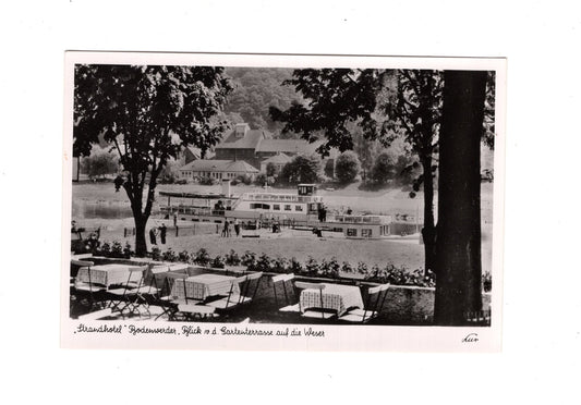 Ansichtskarte Strandhotel "Zur Weser" Bodenwerder / Blick von der Gartenterrasse