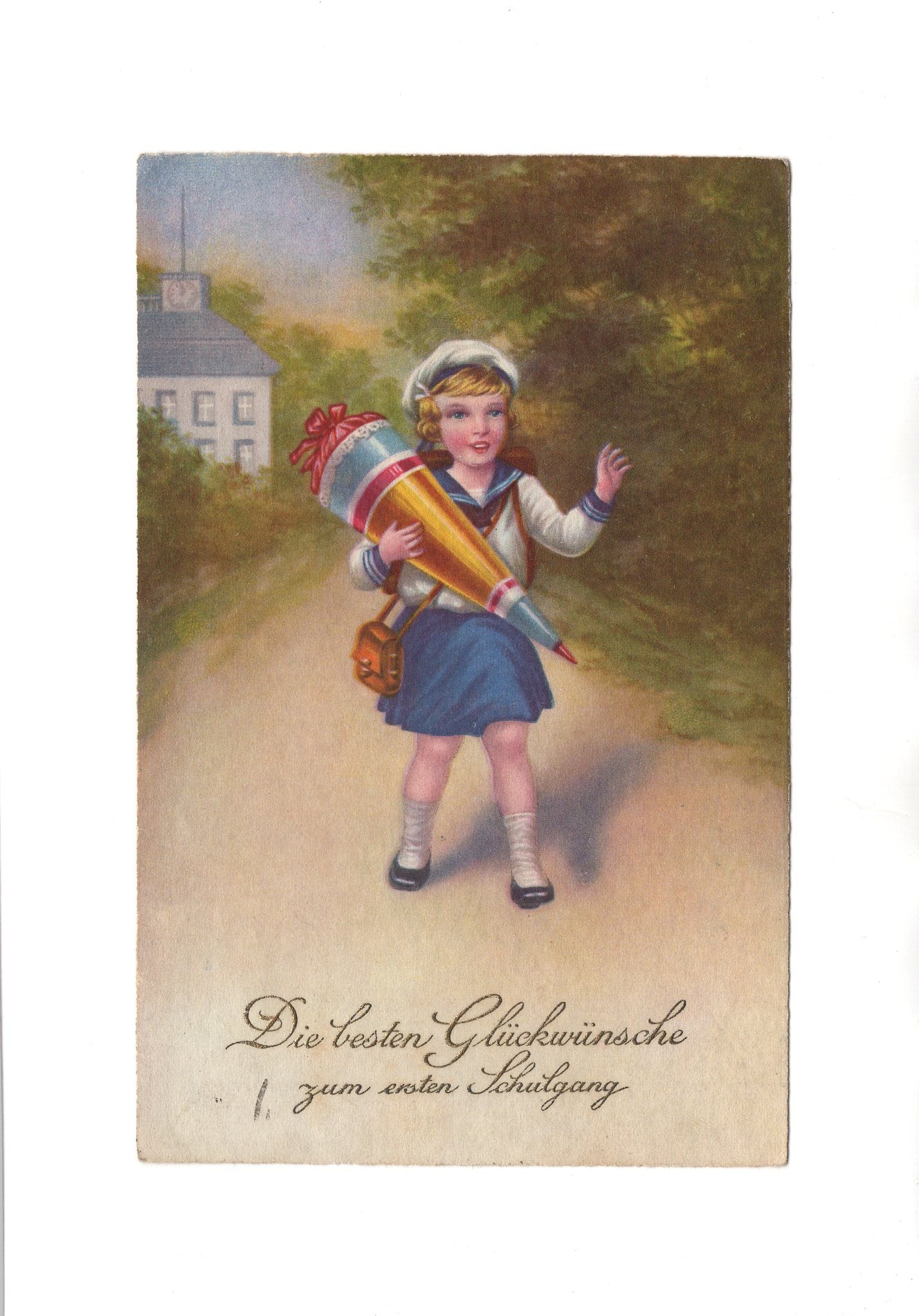 Ansichtskarte Glückwunsch zum 1. Schultag - 1936