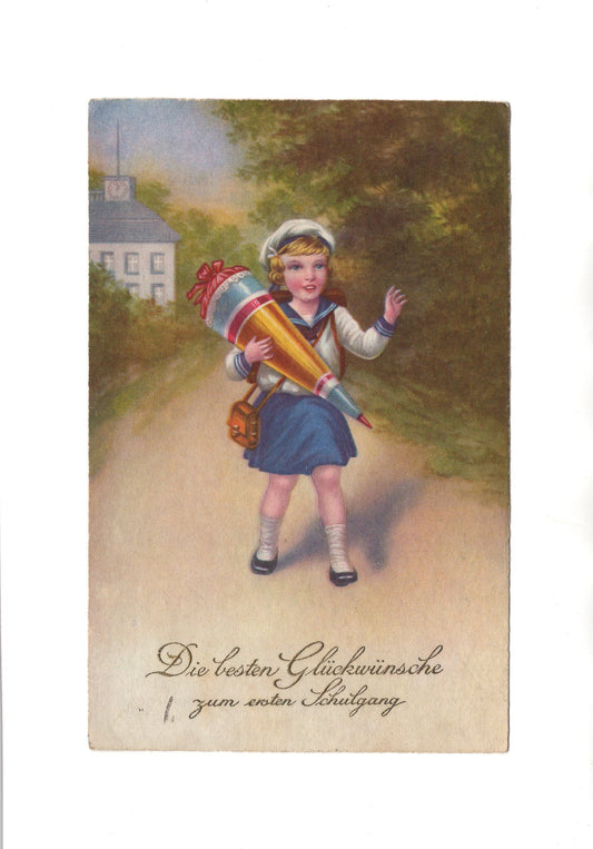 Ansichtskarte Glückwunsch zum 1. Schultag - 1936
