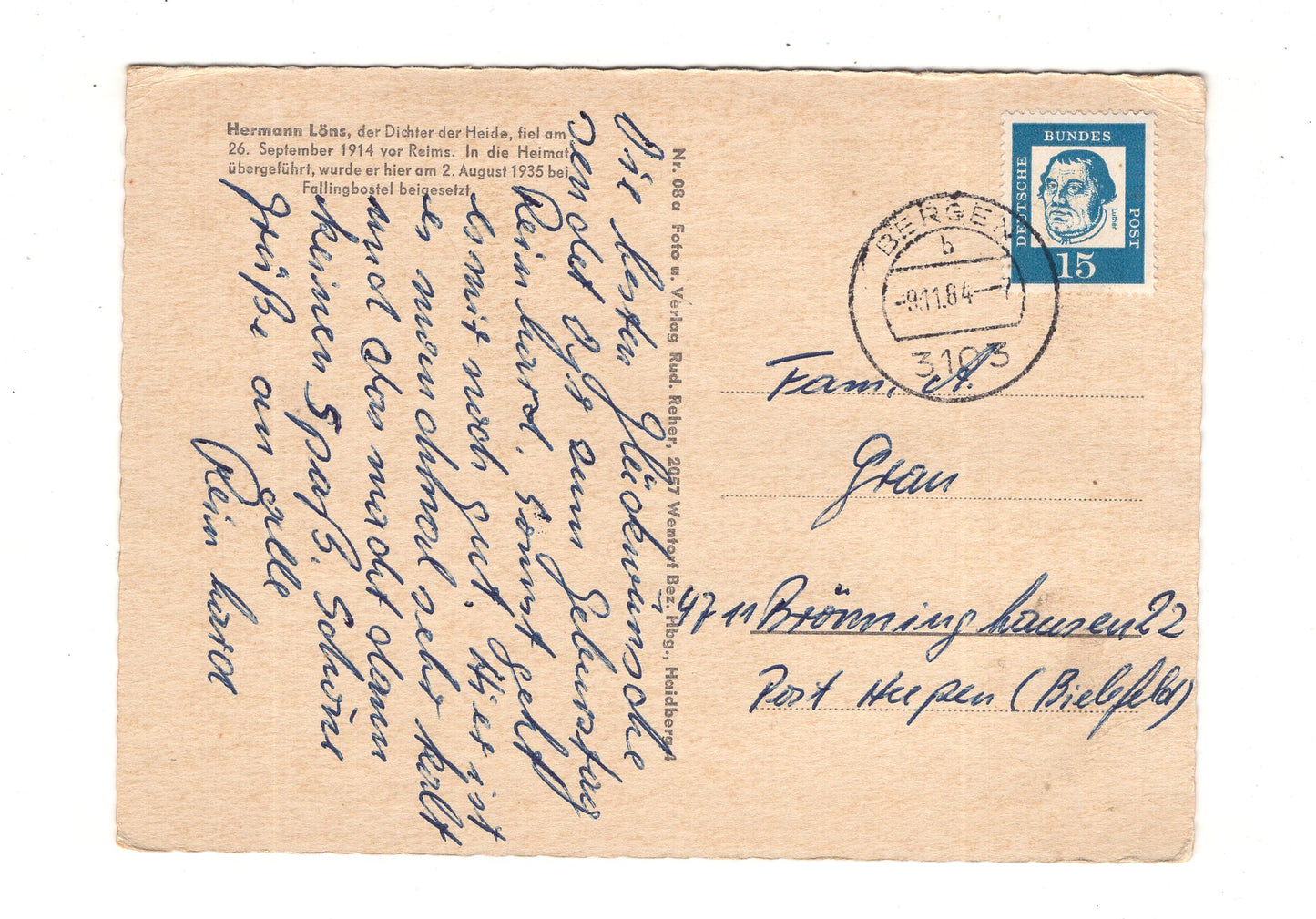 Ansichtskarte Lüneburger Heide / Hermann Löns
