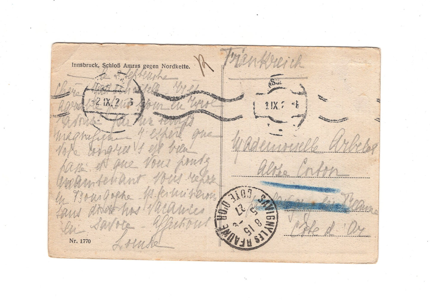 Ansichtskarte Innsbruck / Schloss Amras / Tirol / Österreich - 1927