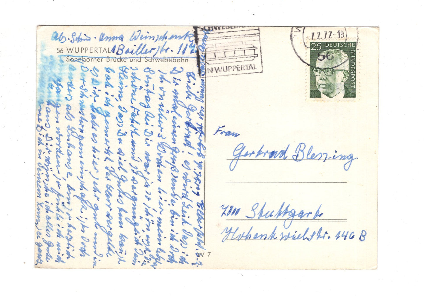 Ansichtskarte Wuppertal / Sonnborner Brücke und Schwebebahn / J1-58