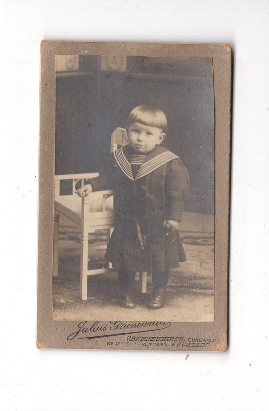 Fotografie Niedlicher kleiner Junge - Oberneukirch 1910er / CDV M1-17