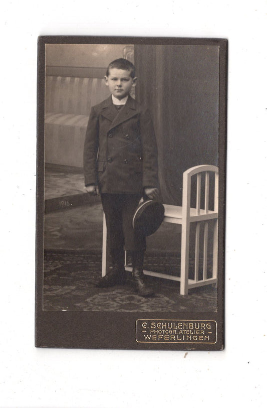 Fotografie Niedlicher kleiner Junge - Weferlingen um 1910 / CDV M1-17
