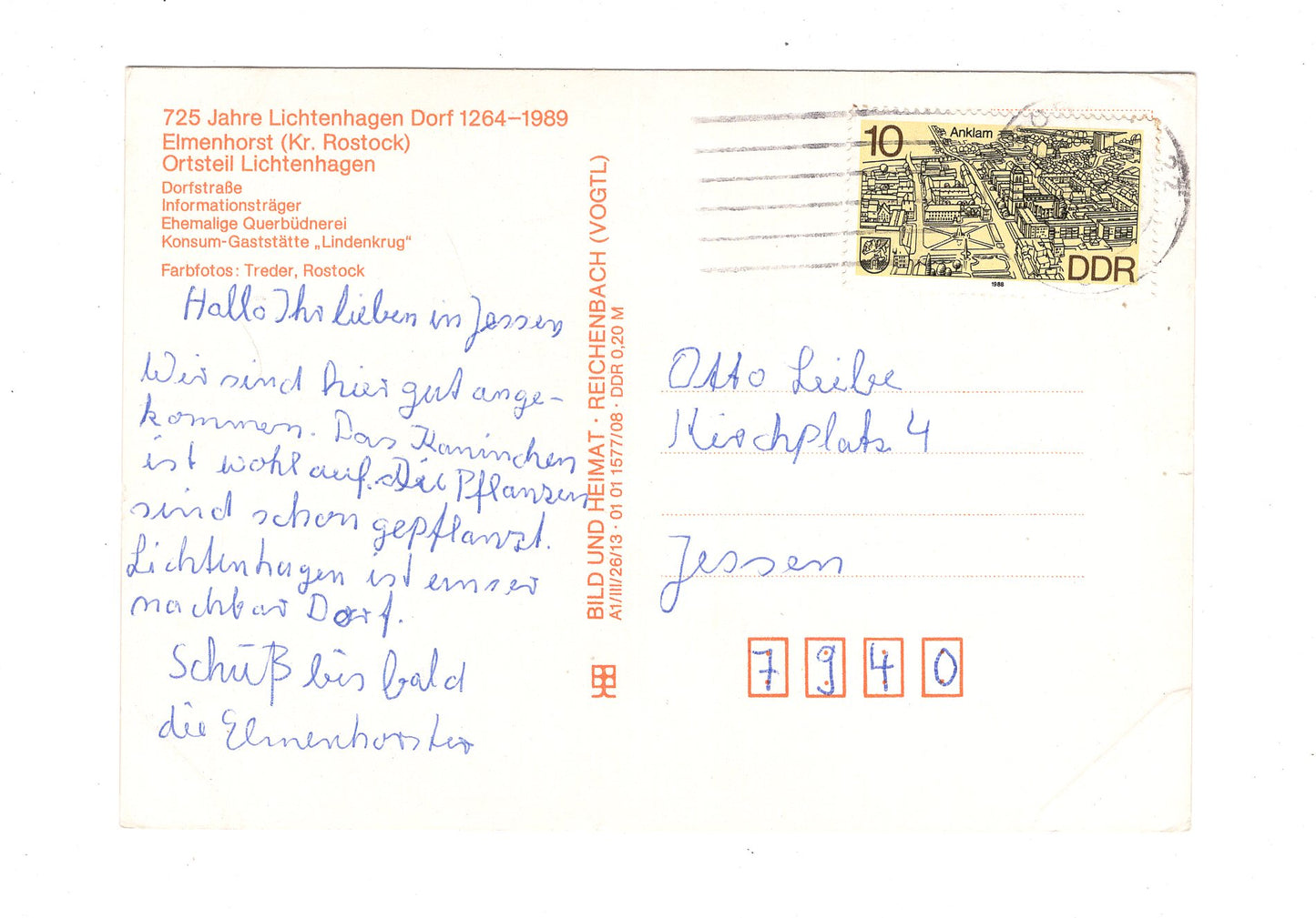 Ansichtskarte Lichtenhagen Dorf / Elmenhorst / Kreis Rostock