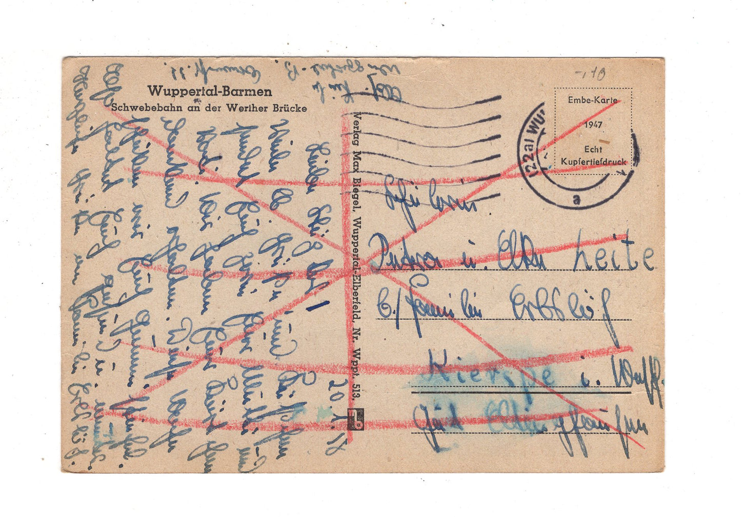 Ansichtskarte Wuppertal-Barmen / Schwebebahn an der Werther Brücke / J1-58