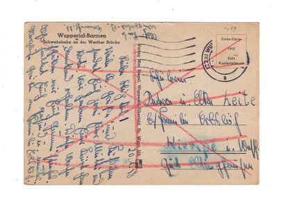 Ansichtskarte Wuppertal-Barmen / Schwebebahn an der Werther Brücke / J1-58