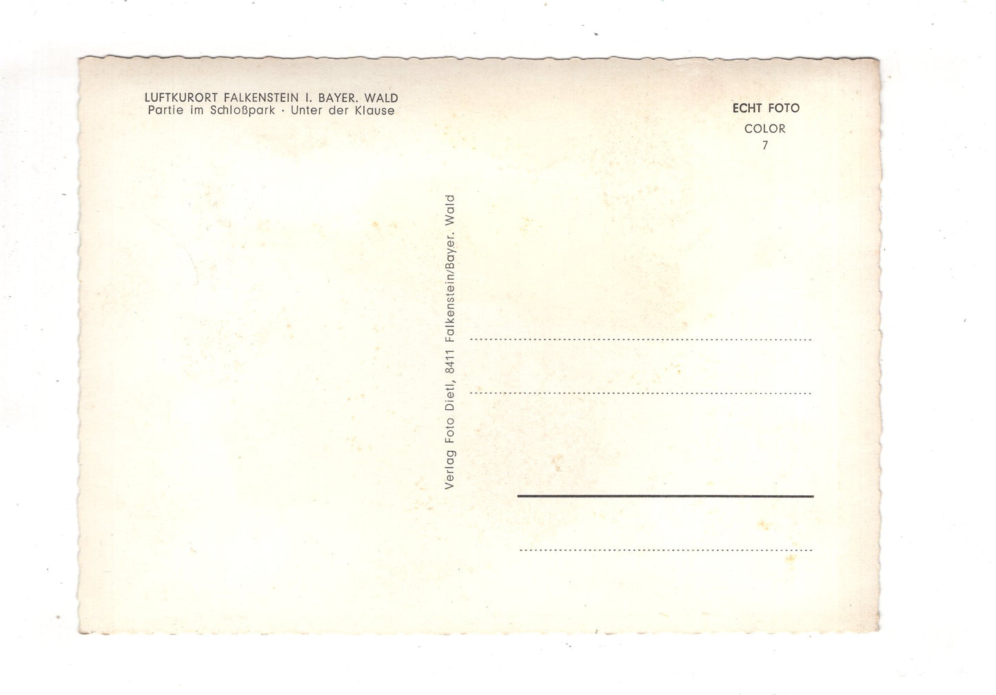 Ansichtskarte Falkenstein / Bayerischer Wald / Schlosspark - Unter der Klause / K1-51