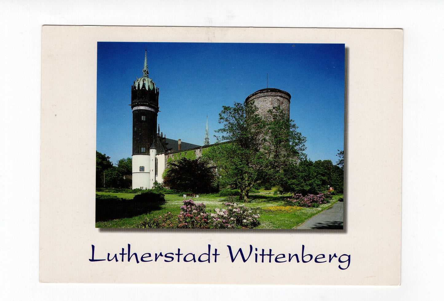 Ansichtskarte Lutherstadt Wittenberg / Schlosskirche mit ehem. Schloss