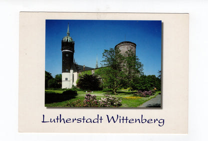 Ansichtskarte Lutherstadt Wittenberg / Schlosskirche mit ehem. Schloss