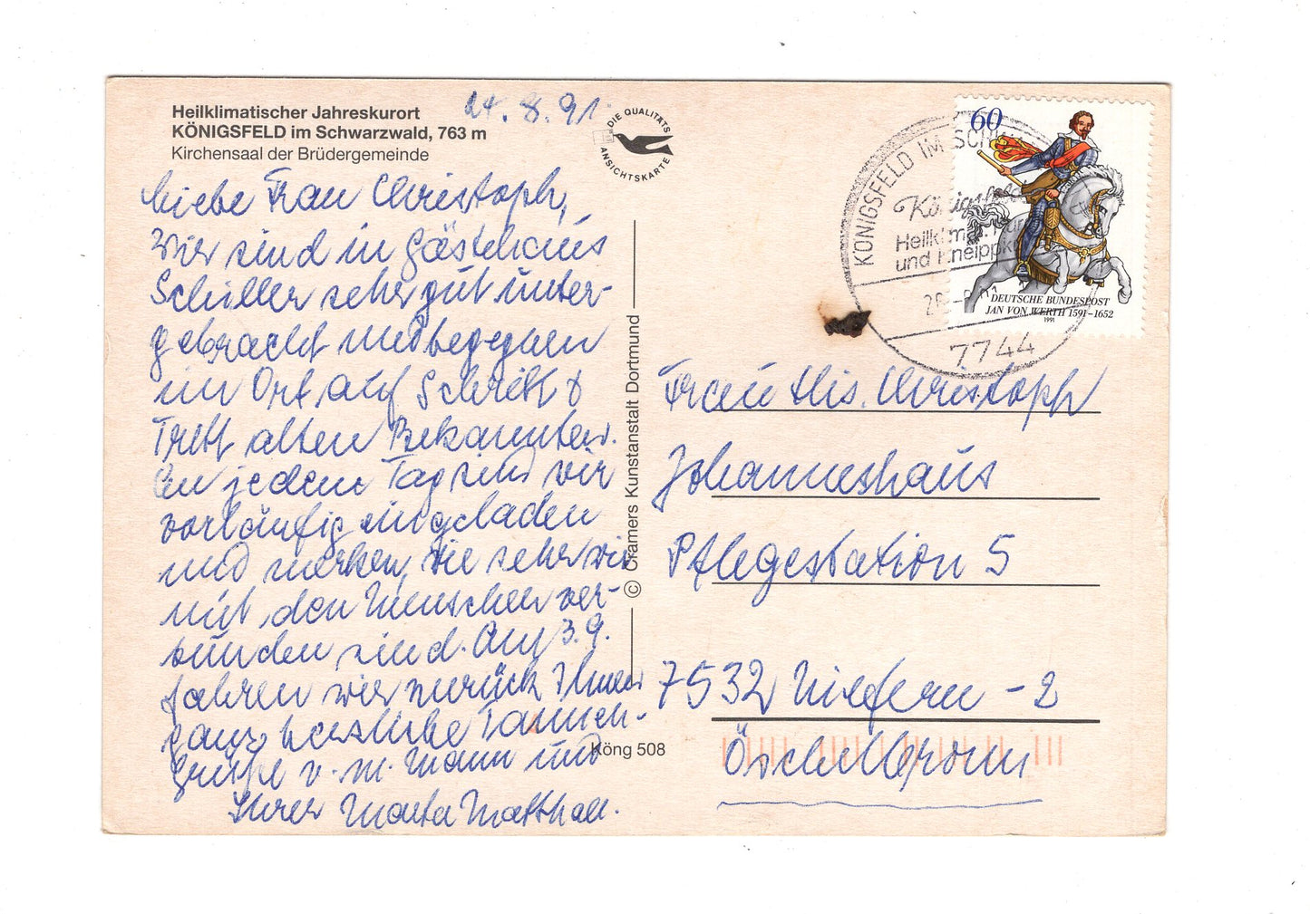 Ansichtskarte Königsfeld im Schwarzwald / Kirchensaal der Bürgergemeinde / G1-67